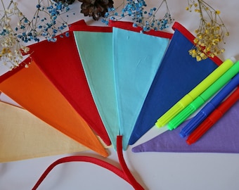 Multicolor bunting garland, Reusable Fabric Bunting, Banner, Pennant, Flag, Garland, Wall decor, Bunting Flags, Party Bunting, Rainbow Party