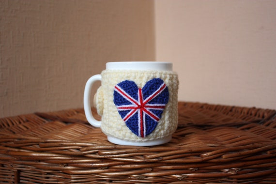 Flag Mug Cosy, Crochet Cup Cozy, Coffee Cozy, Mug Warmer, Coffee