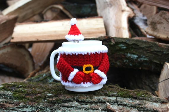 Santa Mug Cosy, Crochet Cup Cover, Christmas Mug, New Year Gift, Mug  Sleeve, Red Mug Warmer, Mug Cozy 