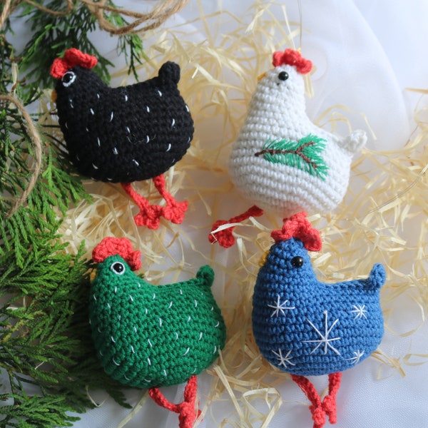 Chicken, Christmas tree ornament, Tree decorations, Christmas gift, Crochet chicken, chicken decoration, chicken ornament