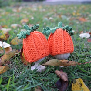 Pompoen-ei-warmer, gehaakte ei-warmer, muts voor ei, eierwarmer, eierhouder, keukendecoratie, herfstdecoratie, herfst-ei-warmer