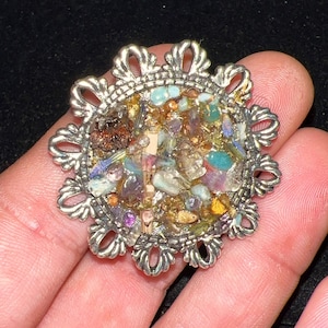 Happiness Spell Brooch/ Preserved Happiness Spell Pin/ Pure Joy Spell Brooch/ Spell Pin/ Crystal Pin/  Happiness Talisman/ Crystal Healing