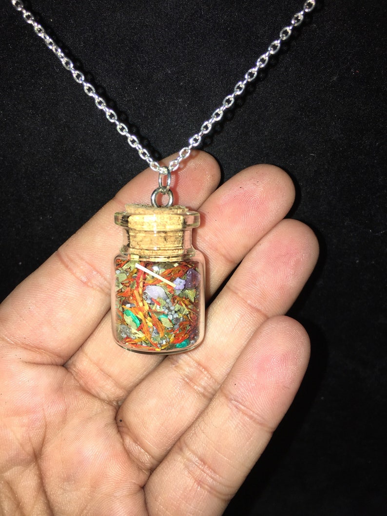 Psychic Spell Vial Connect to Your Higher Self Spell Vial Clarity Necklace Spell Necklace Crystal Necklace Herbal NecklaceVial