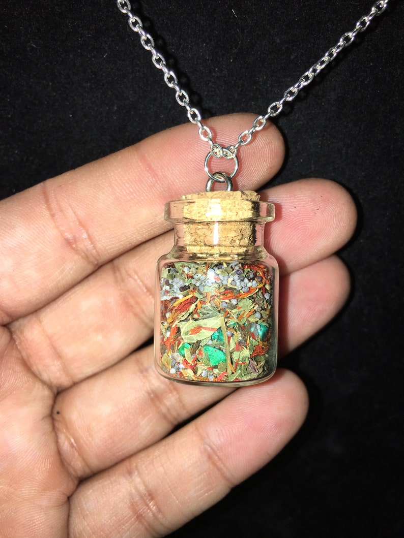 Psychic Spell Vial Connect to Your Higher Self Spell Vial Clarity Necklace Spell Necklace Crystal Necklace Herbal NecklaceVial