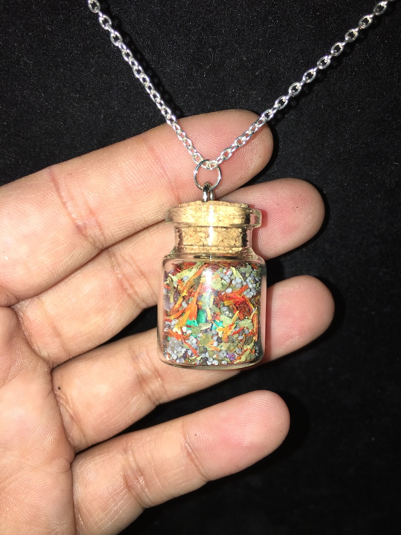 Psychic Spell Vial Connect to Your Higher Self Spell Vial Clarity Necklace Spell Necklace Crystal Necklace Herbal NecklaceVial