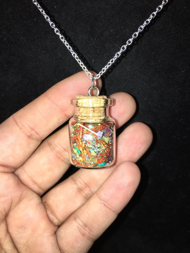Psychic Spell Vial Connect to Your Higher Self Spell Vial Clarity Necklace Spell Necklace Crystal Necklace Herbal NecklaceVial