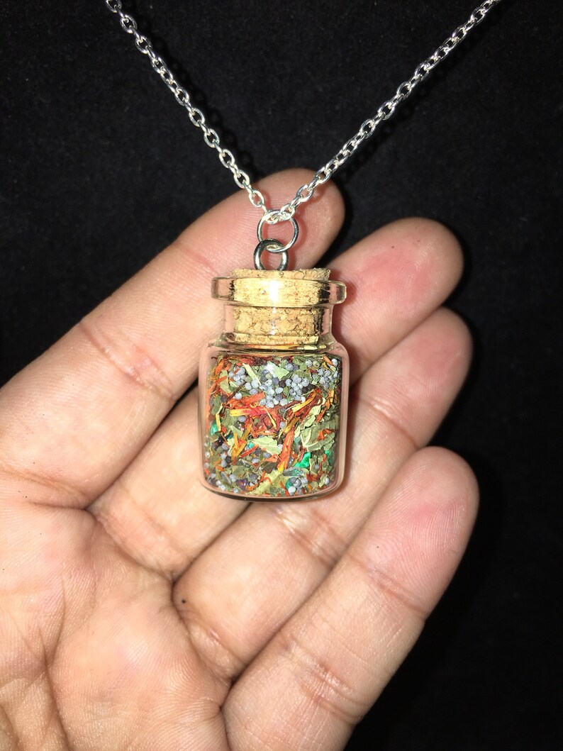 Psychic Spell Vial Connect to Your Higher Self Spell Vial Clarity Necklace Spell Necklace Crystal Necklace Herbal NecklaceVial