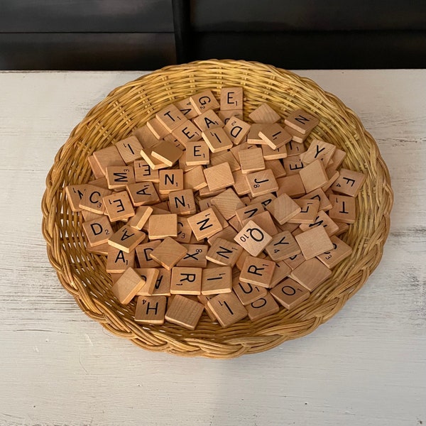 Vintage Scrabble Tiles from Authentic Scrabble Games-Authentic Wood Vintage Scrabble Tiles-1950s-1990s