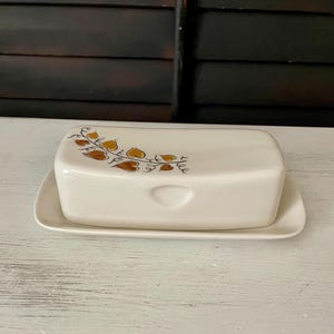 Iroquois Informal China-Ben Seibel-Hearts of Gold-Vintage Butter Dish-Rare-MCM