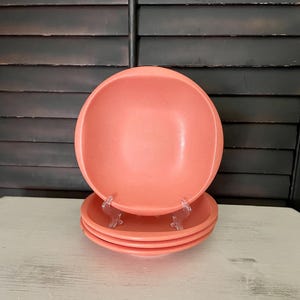 Boontonware Pink Pastel Melamine Cereal Bowls-#1308-Set of Four-Vintage Boonton-Midcentury Melamine