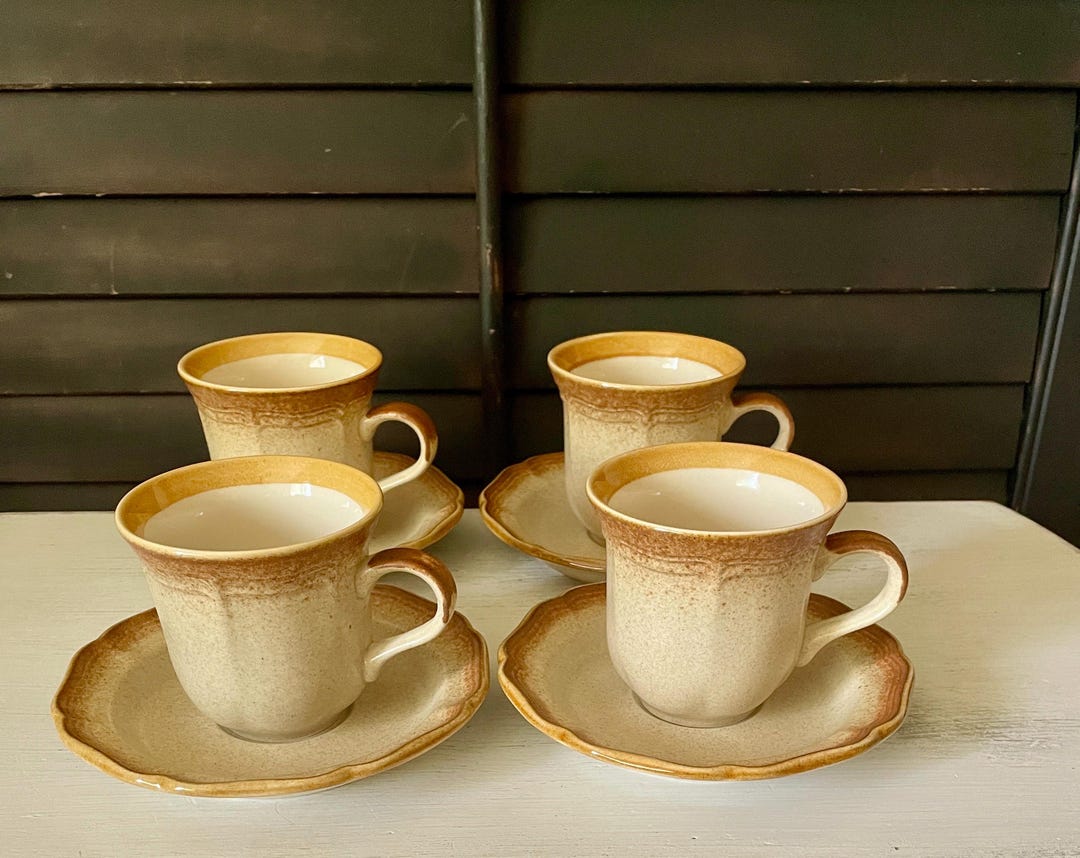 Mikasa Whole Wheat Footed Cups and Saucer-mikasa Granola E8001