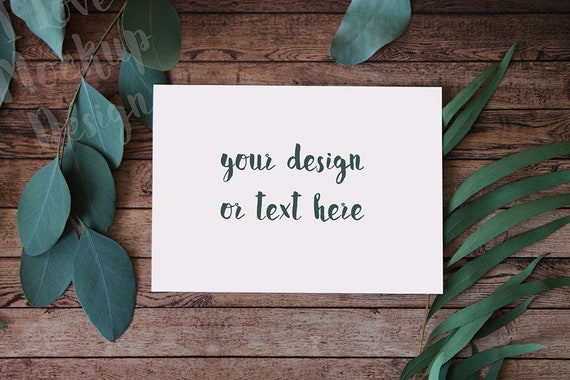 White Card On A Dark Background With Eucalyptus,2