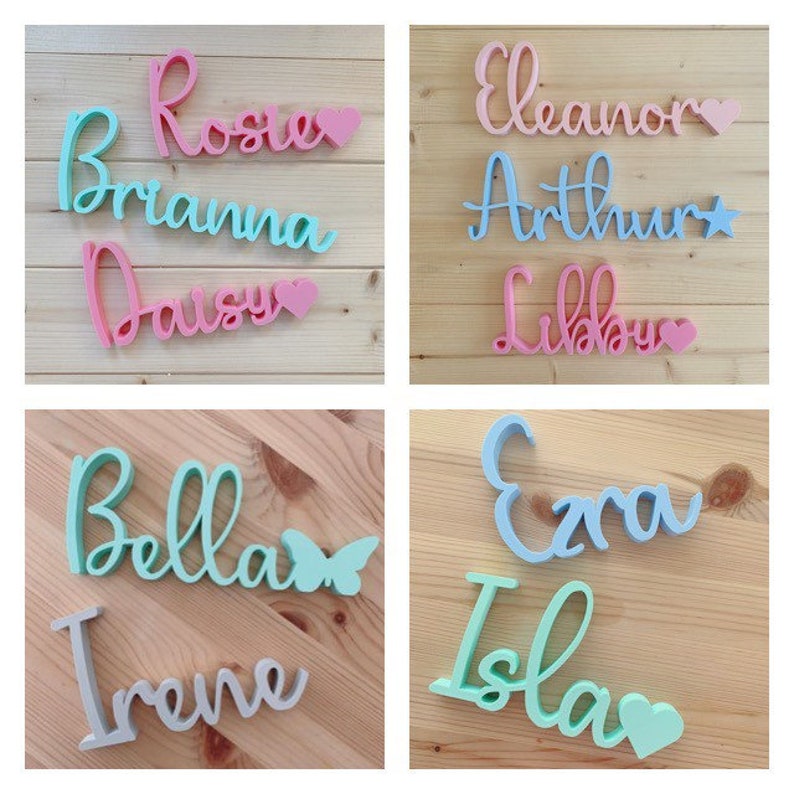 Freestanding Name Sign Plaque Personalised Nursery Shelf Decor Baby Shower Gift