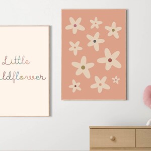 Initial Nursery Wall Art Print Prints Baby Girl Newborn Baby Shower Gift Decoration Decor Wall Art Wildflower Flower Daisy Daisies Kids room