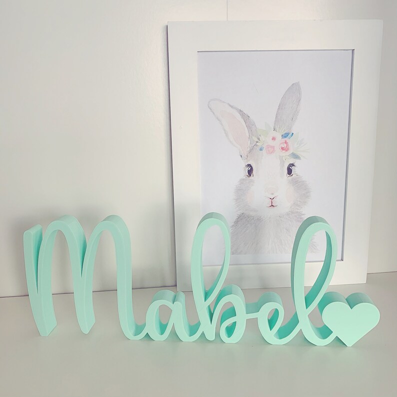 Freestanding Name Sign Plaque Personalised Nursery Shelf Decor Baby Shower Gift