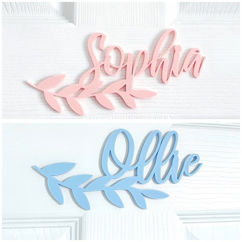 Personalised Door Wall Name Sign Plaque Leaf Nursery Wall Art Etsy