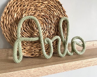 Wire Knitted Name Words Cord Wall Decor Nursery Kids Bedroom PlayRoom Door Sign New Baby Gift Home Girl Boy Baby Shower Custom Wool Yarn