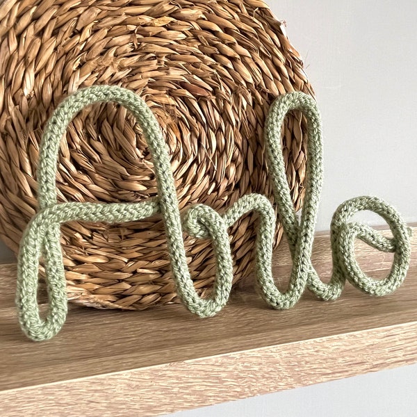 Wire Knitted Name Words Cord Wall Decor Nursery Kids Bedroom PlayRoom Door Sign New Baby Gift Home Girl Boy Baby Shower Custom Wool Yarn