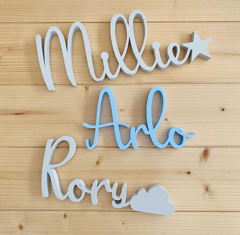 Freestanding Name Sign Plaque Personalised Nursery Shelf Decor Baby Shower Gift