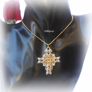DIY, Beaded Cross pendant pattern, with Diamonduo and Swarovski. image 4