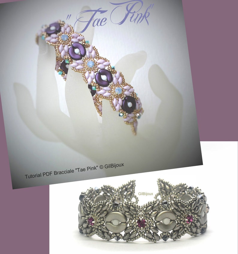 Tutorial beads bracelet with Swarovski Tae Pink Pattern image 1