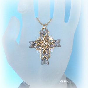 DIY, Beaded Cross pendant pattern, with Diamonduo and Swarovski. image 6