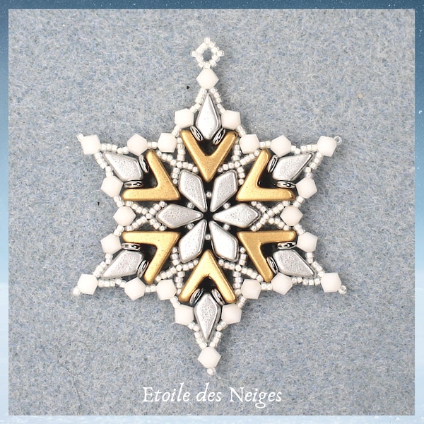 DIY Beading Tutorial, Pattern Etoile des Neiges, Star, Snowflake.