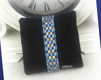 DIY Beading Tutorial Bracelet, Pattern with IrisDuo and Diamonduo beads, GilBijoux, Bead weaving.