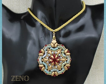 Diy Beading Tutorials and Patterns, PDF Zeno Pendant, Bridge Beads Pendant, GemDuo Pattern, GilBijoux, Beaded Pendant, Beadsweaving.