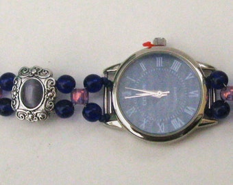 WA159 - Montre pour femme avec bracelet tendance bleu et argent