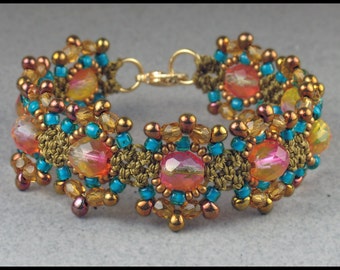 Tutorial per bracciale con fiori a nodo quadrato