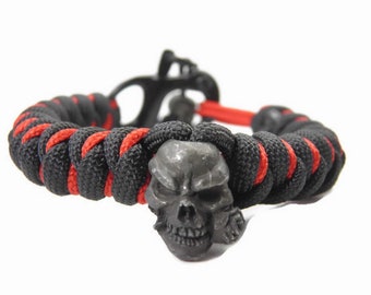 Pulsera paracord para hombre con calavera de acero inoxidable Peel