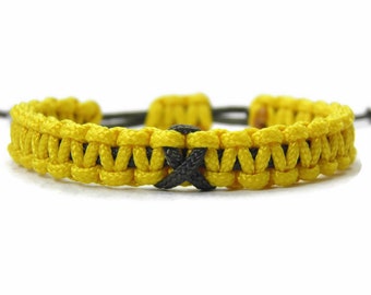 Narrow Paracord Bracelet Adjustable Loop-Olive Drab Ribbon-Solidarity Soldiers-Awareness Bracelet-Awareness-Yellow