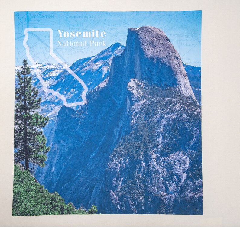 Yosemite National Park Fabric Map 22x22 inch In Stock Etsy