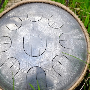 MINI Overtone Plus &quot;Egypt&quot; Small steel tongue drum with nine notes with hemp rope, percussion, tank drum, unique sound Gubarev drum handpan