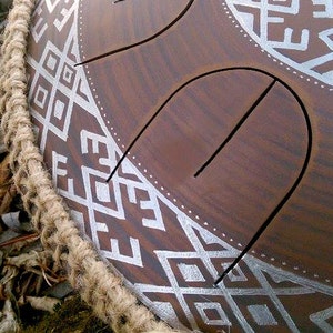 Steel tongue drum - GUBAREV drum MINI Overtone "Ukrainian" with rope decoration Handpan Tongue drum Tank drum Percussion Pan drum healing