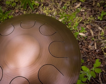 Steel tongue Gubarev drum Freezbee, handpan, hand made metal drum, Unique stainless steel instrument by Dmitrii Gubarev