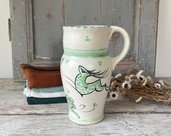 Honiton pottery jug, vintage hand painted, art deco