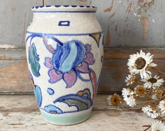 Vintage Art Deco Honiton pottery vase, hand painted.
