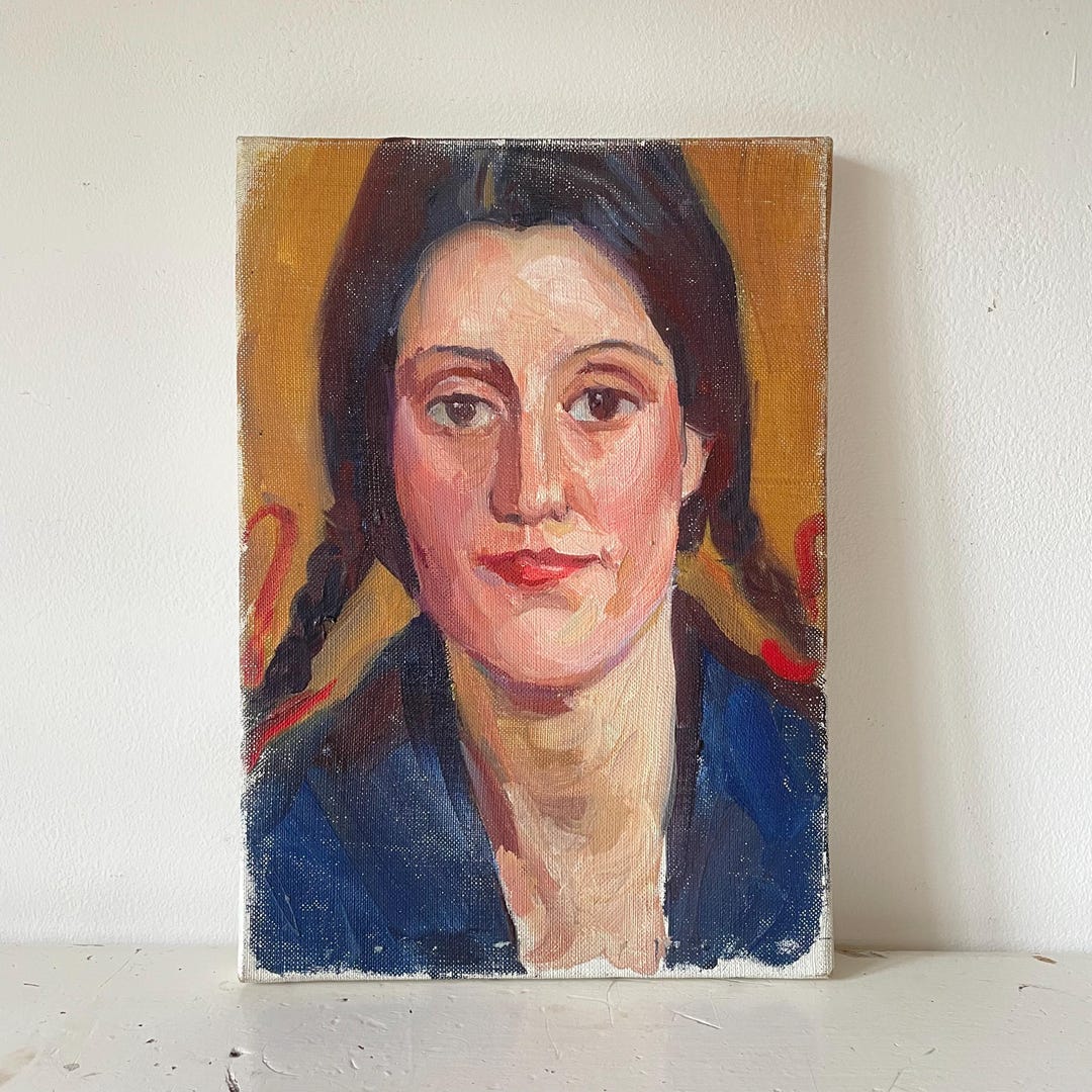 VINTAGE WOMAN PORTRAIT Oil Painting on Canvas - Etsy