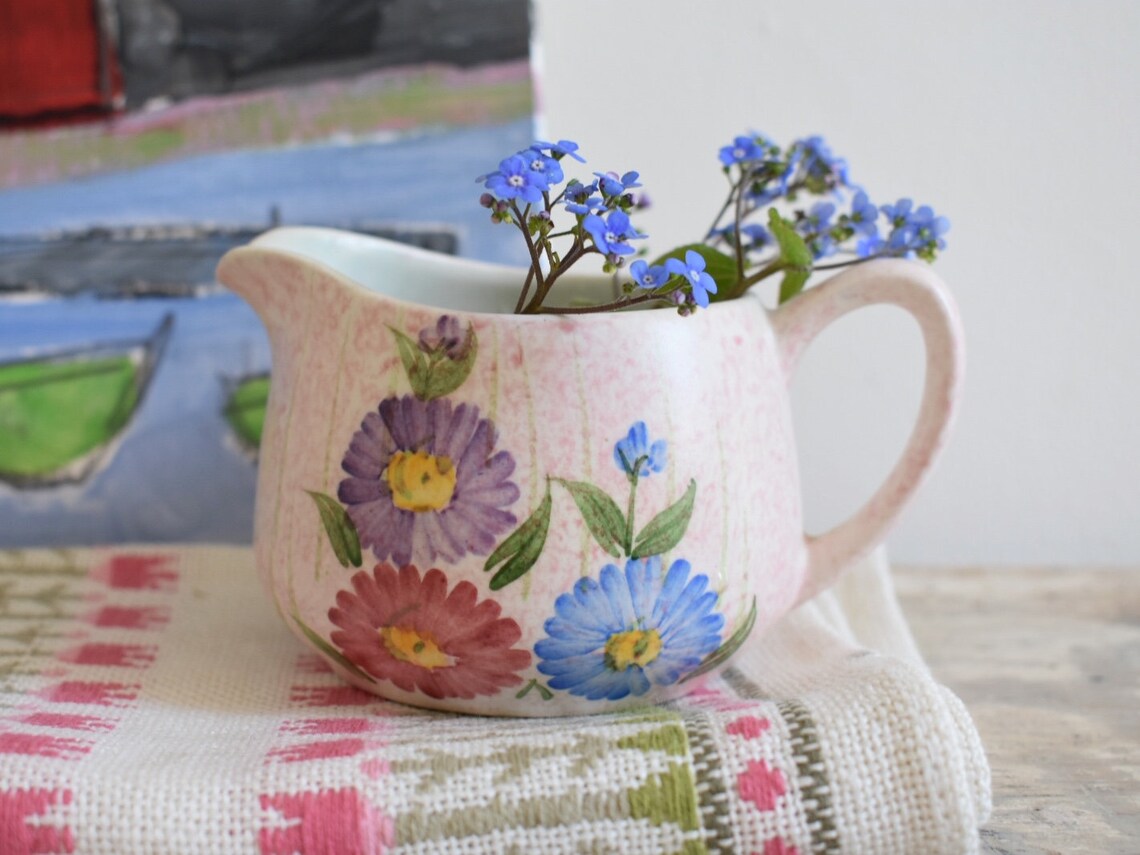 E Radford pottery jug with hand painted floral design small Etsy