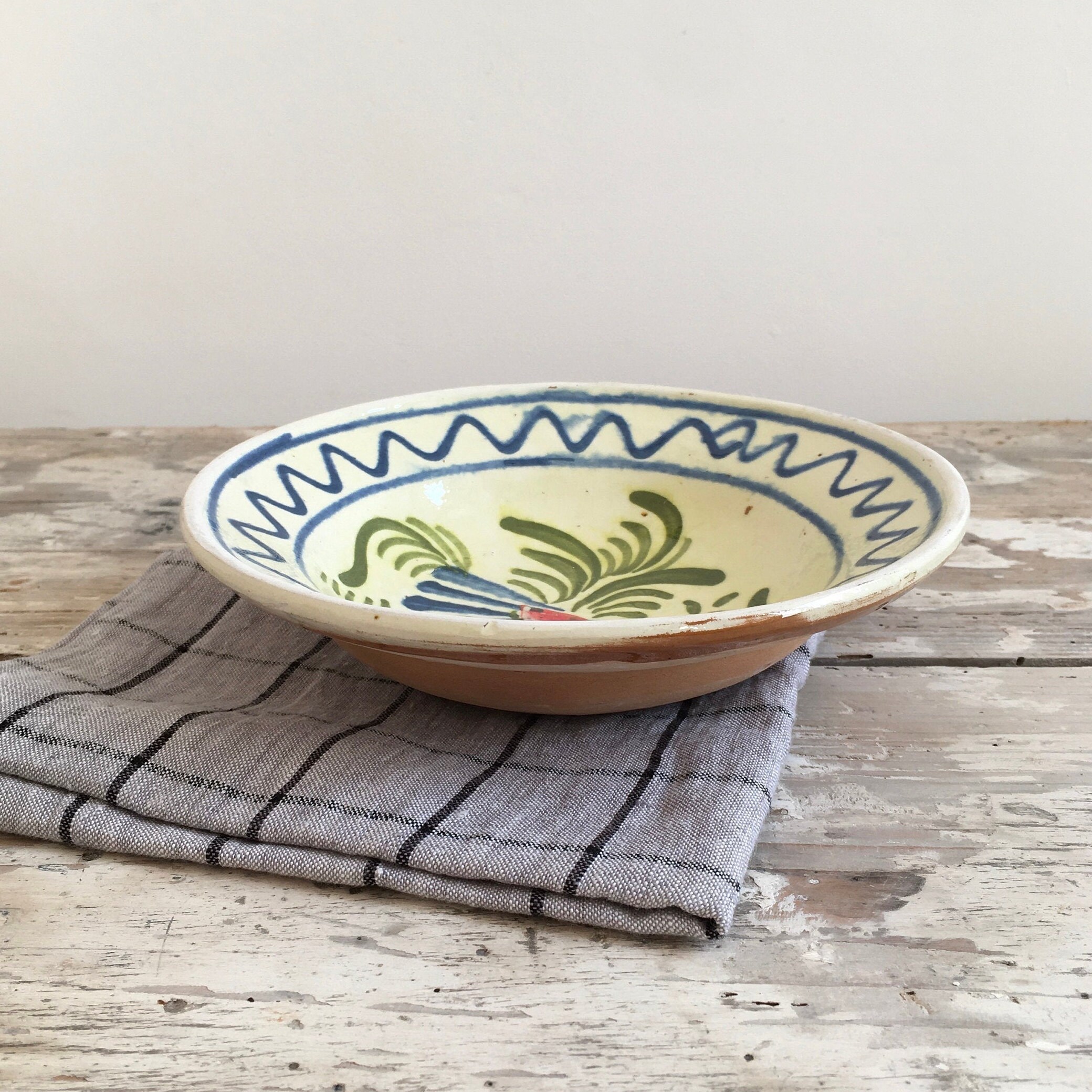 Decorative terracotta pottery bowl