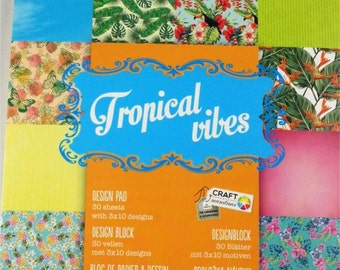 small Scrapbook Blossomy with 30 leaves, Scrapbook Paper scrapbook paper pad pattern Toucan Palm summer paradise flowers (tropical vibes)