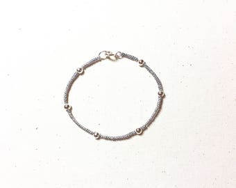 Lilac Sterling Silver Ball Bracelet. Beaded Silver Ball Bracelet. Sterling Ball Bracelet. Small Silver Stud. Gift for woman. Easter Gift