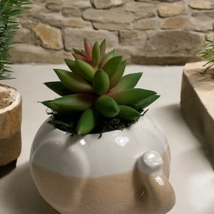 Succulent in Elephant Planter, Elephant Gift, Faux succulent arrangement, elephant nursery decor, Elephant Decor, Safari Decor, Elephant