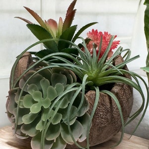 Artificial Succulent Arrangement in a Faux Wood Planter, Succulent arrangement, Succulent Decor, Faux Succulents, Artificial Succulents