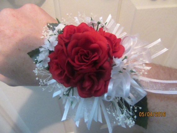 Prom Corsage Weddings Wristlet BlueCoralTeal Rose Corsage Mother/'s Day Corsage Wedding Corsage Mother/'s Day Rose Wrist Corsage
