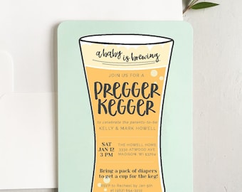 Editable Coed Baby Shower Invitation | Baby is Brewing | Printable Pregger Kegger Baby Shower Invitation | Digital Template | Templett