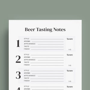 Printable Beer Tasting Score Cards Beer Tasting Party Tasting Notes 5x7 Instant Download image 1