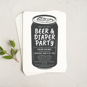 Editable Beer and Diaper Baby Shower Invitation Template | Instant Download | Dad Shower | Printable Couples Shower Invitation | Templett